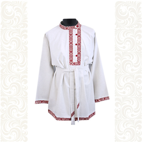 Косоворотка Оберег, белый хлопок с красным