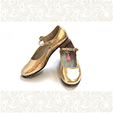 Туфли женские для народно-характерного танца, золотые- фото 1