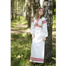 Платье Берегиня, лен, белое- фото 1