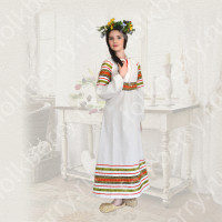 Платье Полюшко, лен, белое