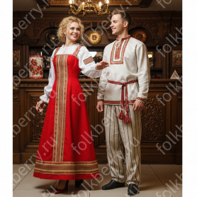 Рубаха мужская Иван да Марья, лен, белый- фото 1