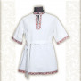 Рубаха Истоки, белый лен с красным- фото 1