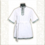 Рубаха Истоки, белый лен с зеленым- фото 1