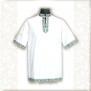 Рубаха Истоки, белый хлопок с зеленым- фото 1
