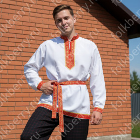 Рубаха Молодецкая, белый габардин- фото 1