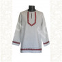 Рубаха мужская Колосок, небелёный лен с красным - фото 2