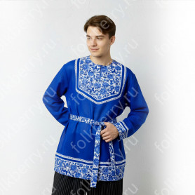 Рубаха Василек-2, хлопок, синий- фото 1