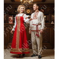 Сарафан с блузой Марья да Иван, габардин, красный